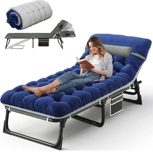 Portable Camping Cot with Mattress 4-Position Folding Bed Supports 330lbs