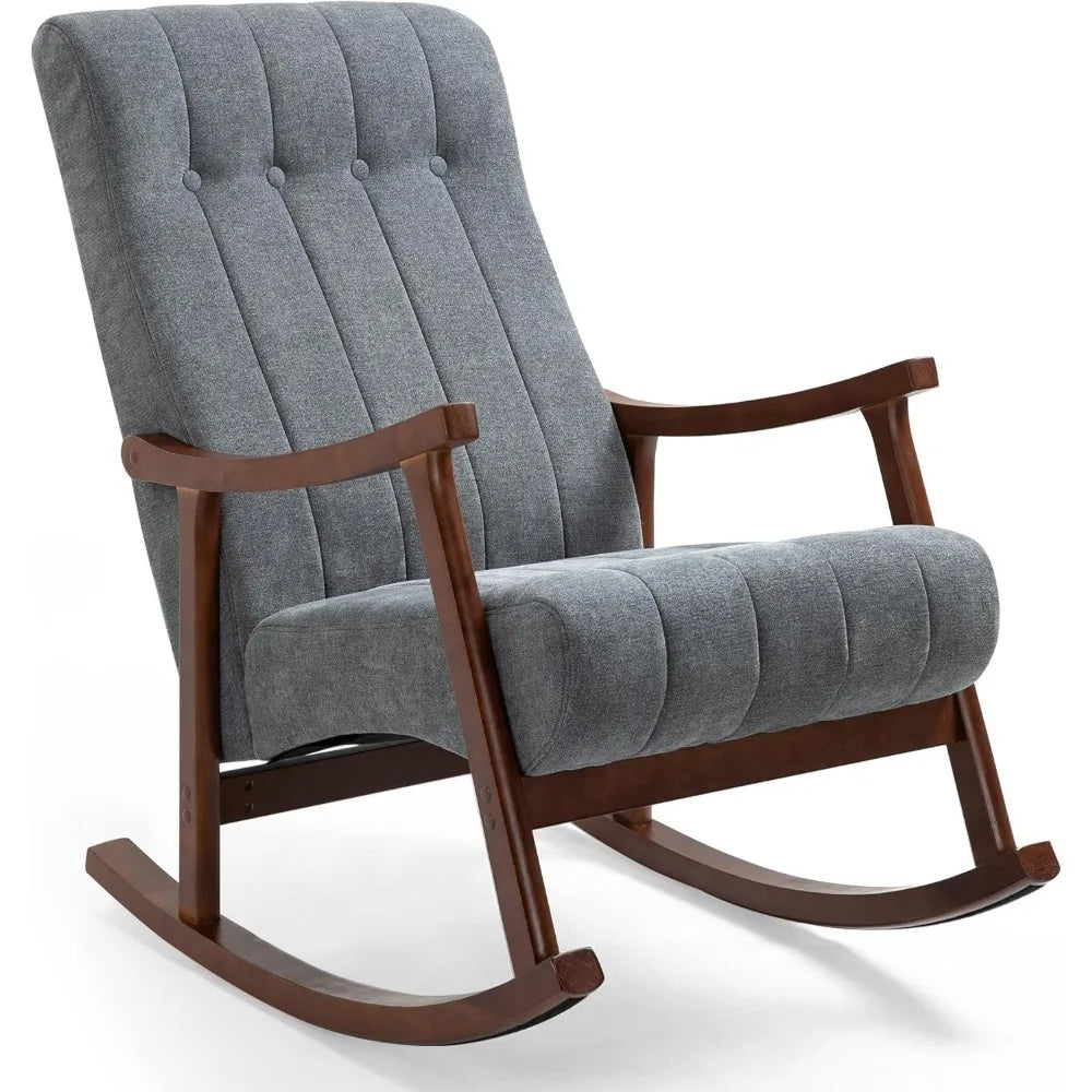 RBXC Modern Upholstered Rocking Chair With Fabric Padded Seat