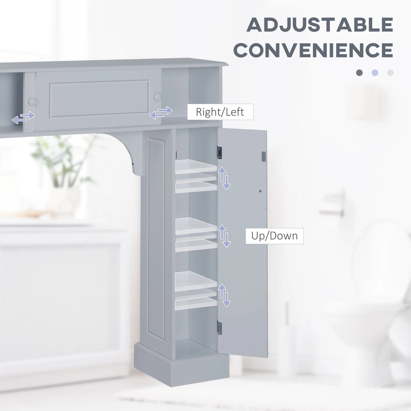 Bathroom Over The Toilet Storage Cabinet Freestanding Spacesaver in Gray