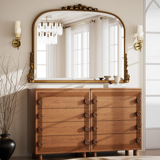 BEAUTYPEAK Arched Vintage Wall Mounted Mirror for Home Decor and Personal Care