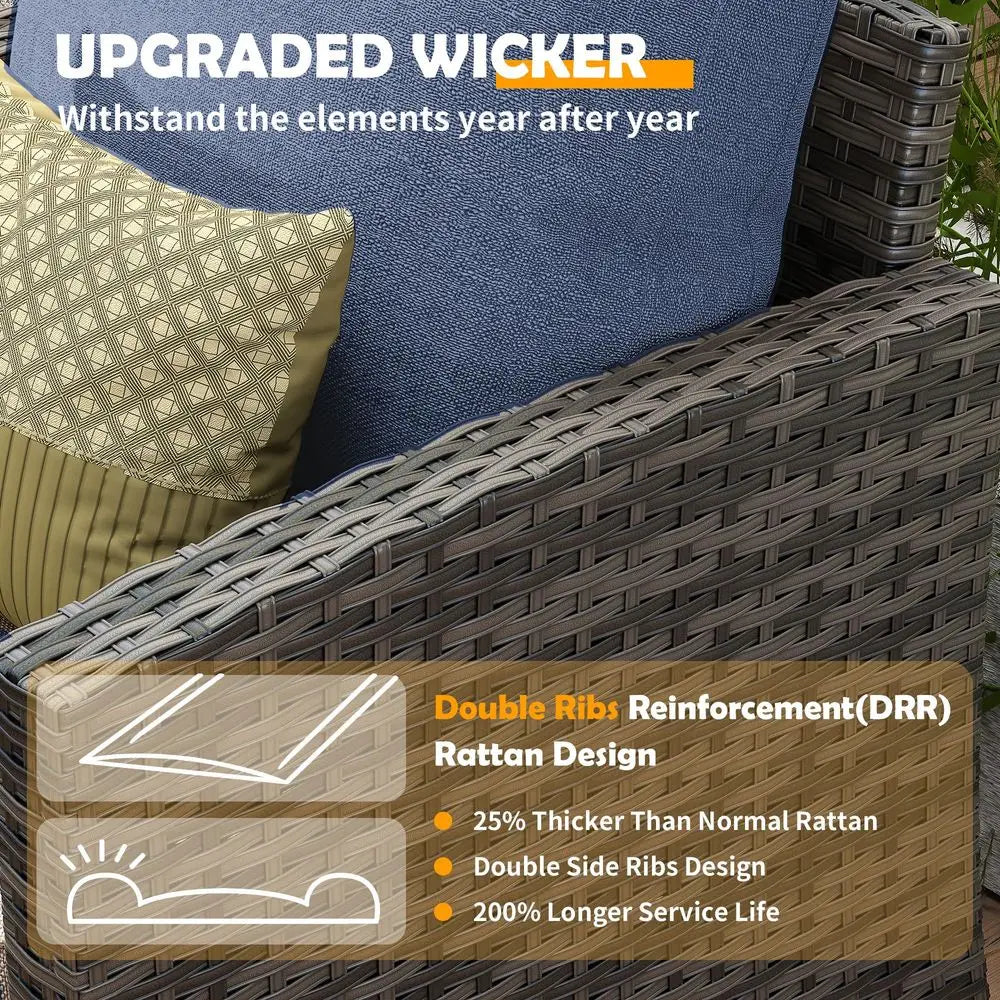 Patio Furniture Set Sectional Sofa With Swivel Rocking Chair