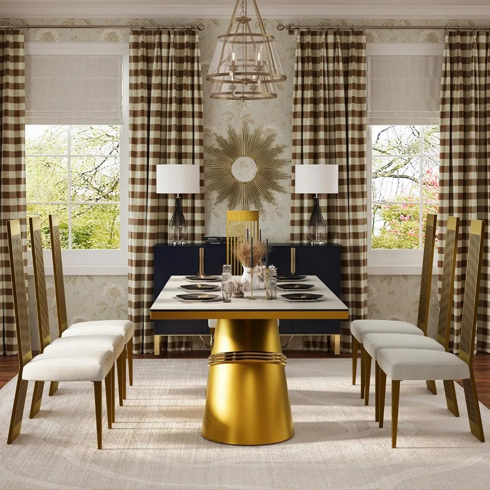 Two Pack Upholstered Dining Chairs With Stainless Steel Backrests