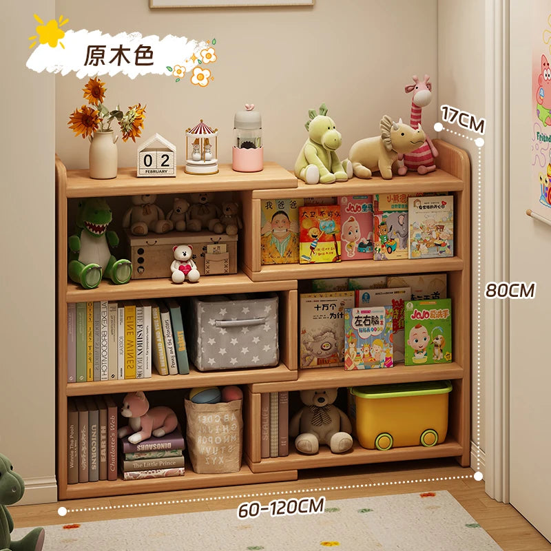 Solid Wood Corner Bookshelf Wall Mounted Storage Cabinet