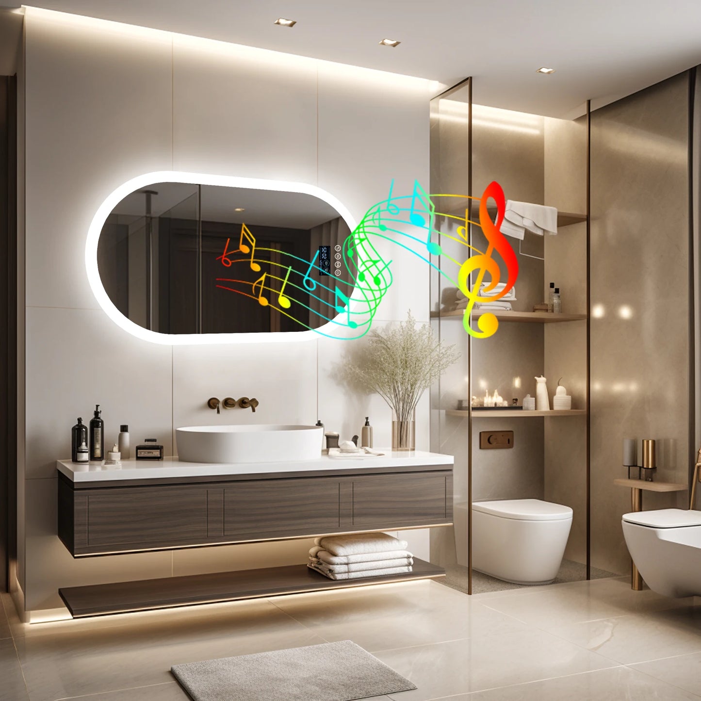 LUVODI 20x32 Inch LED Lighted Bluetooth Bathroom Mirror with Dimming and Anti-Fog