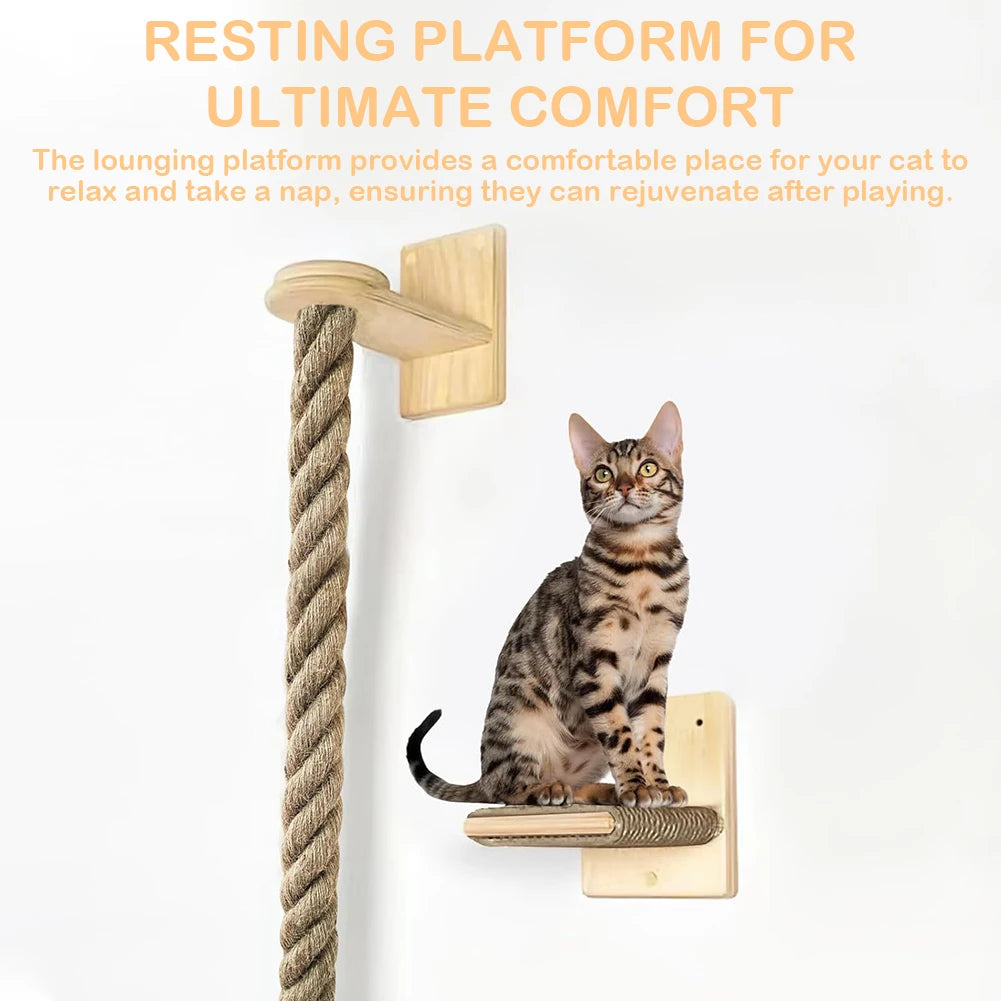 AlloetCN Wall Mounted Cat Climbing Rope Scratching Post