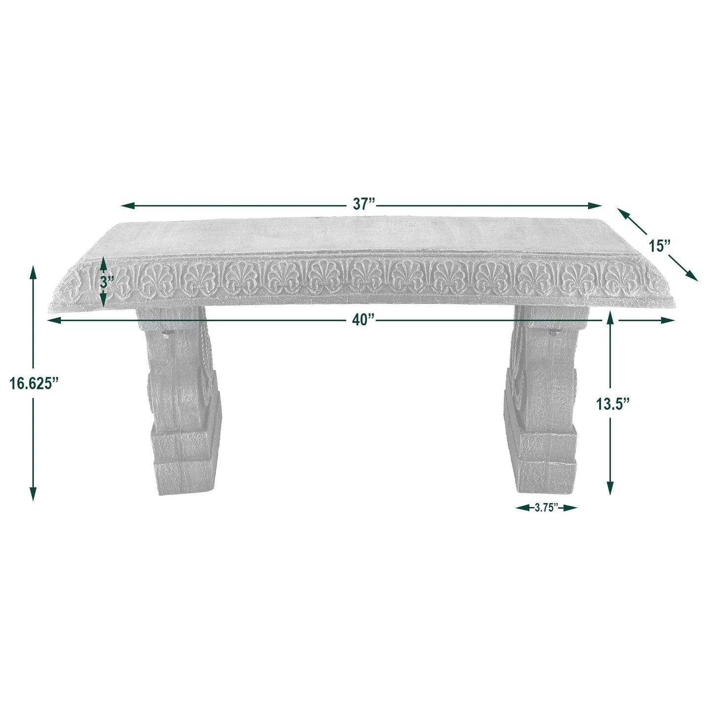 Outdoor Fiberclay Garden Bench for Patio and Park Lightweight