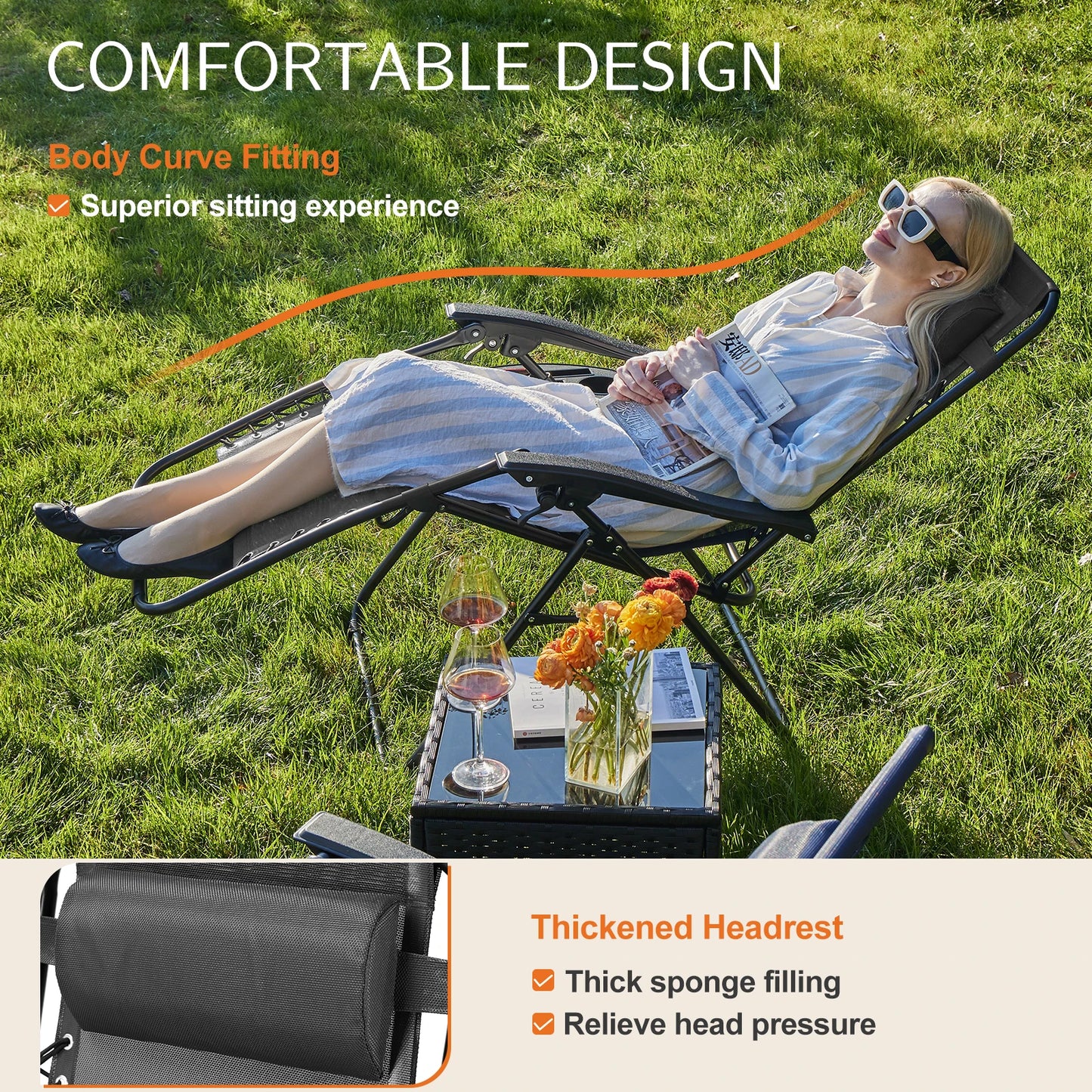 JHK Zero Gravity Recliner Bundle of Two Cupholder Trays