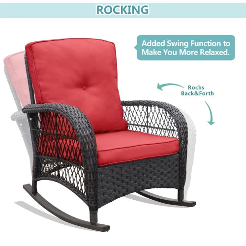 Three Piece Outdoor Wicker Patio Bistro Set With Glass Top Side Table