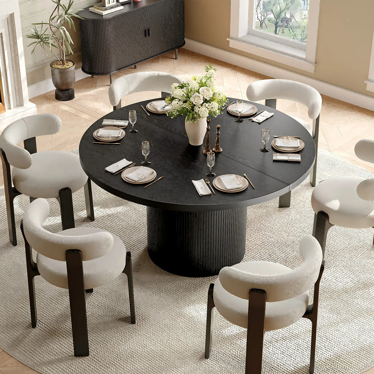 Onbrill Modern Wooden Round Dining Table For Home Kitchen