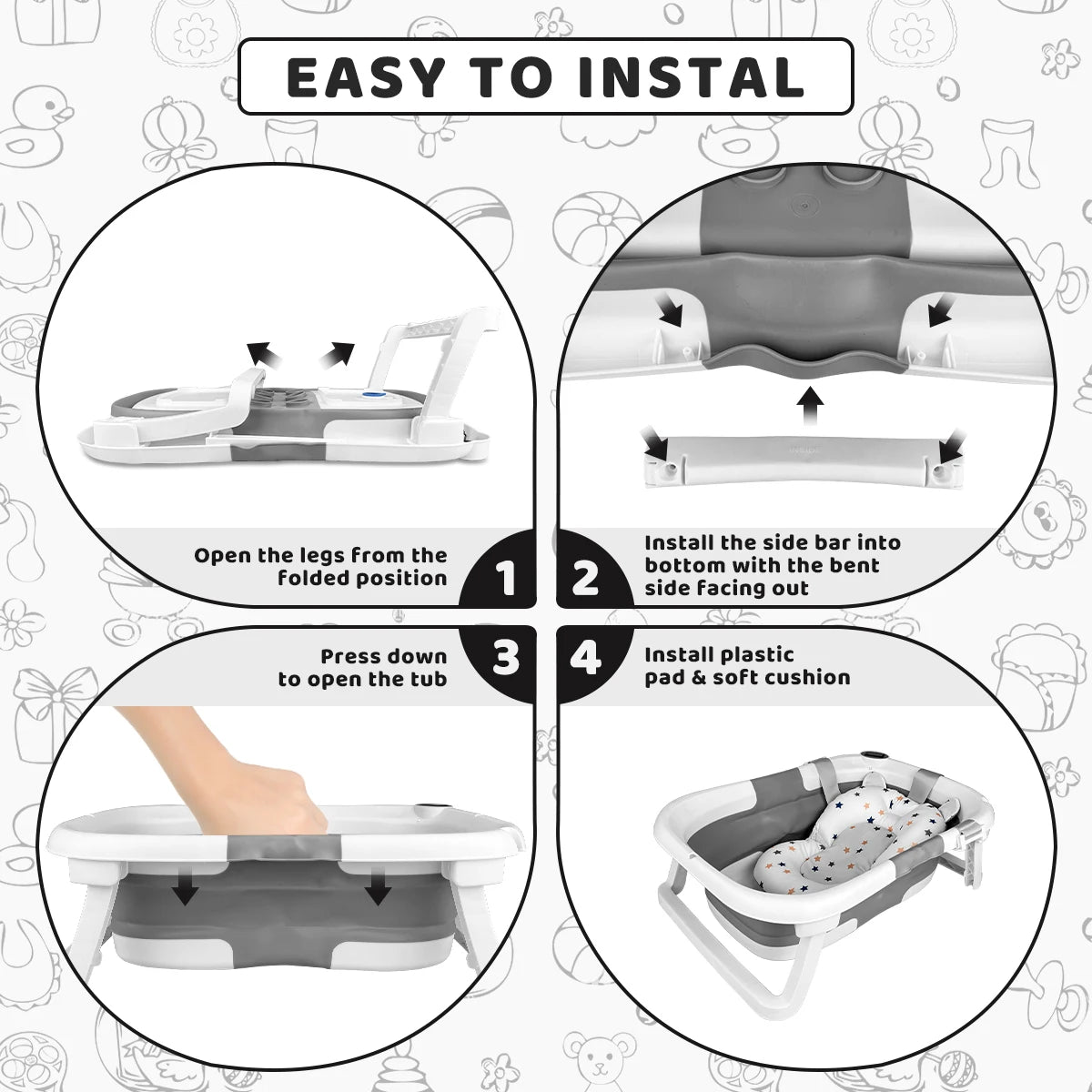 Devine In Out Temperature Sensing Foldable Baby Bathtub