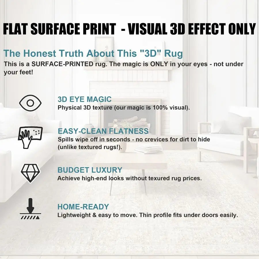 Machine Washable Vintage Natural Area Rug With NonSlip Backing