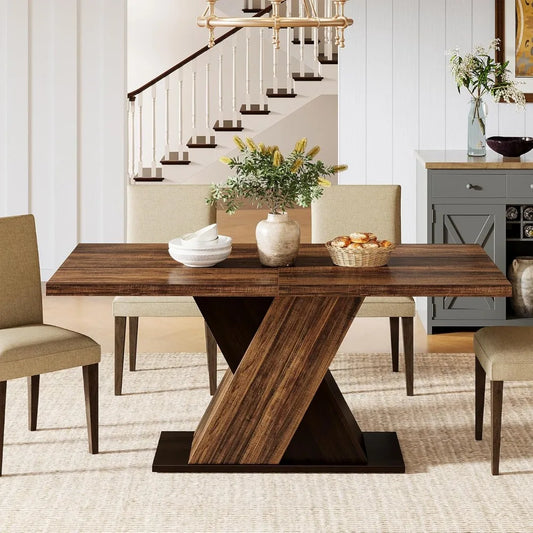 Ticify Farmhouse Rectangular Rustic Wooden Dining Table
