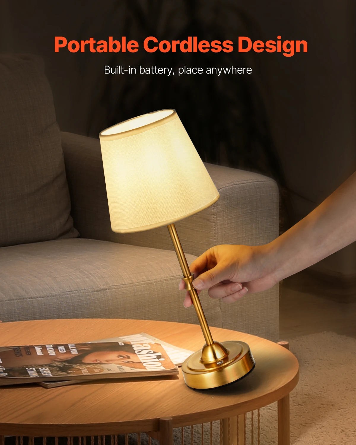 SucceBuy Cordless Desk Lamp With Rechargeable Battery