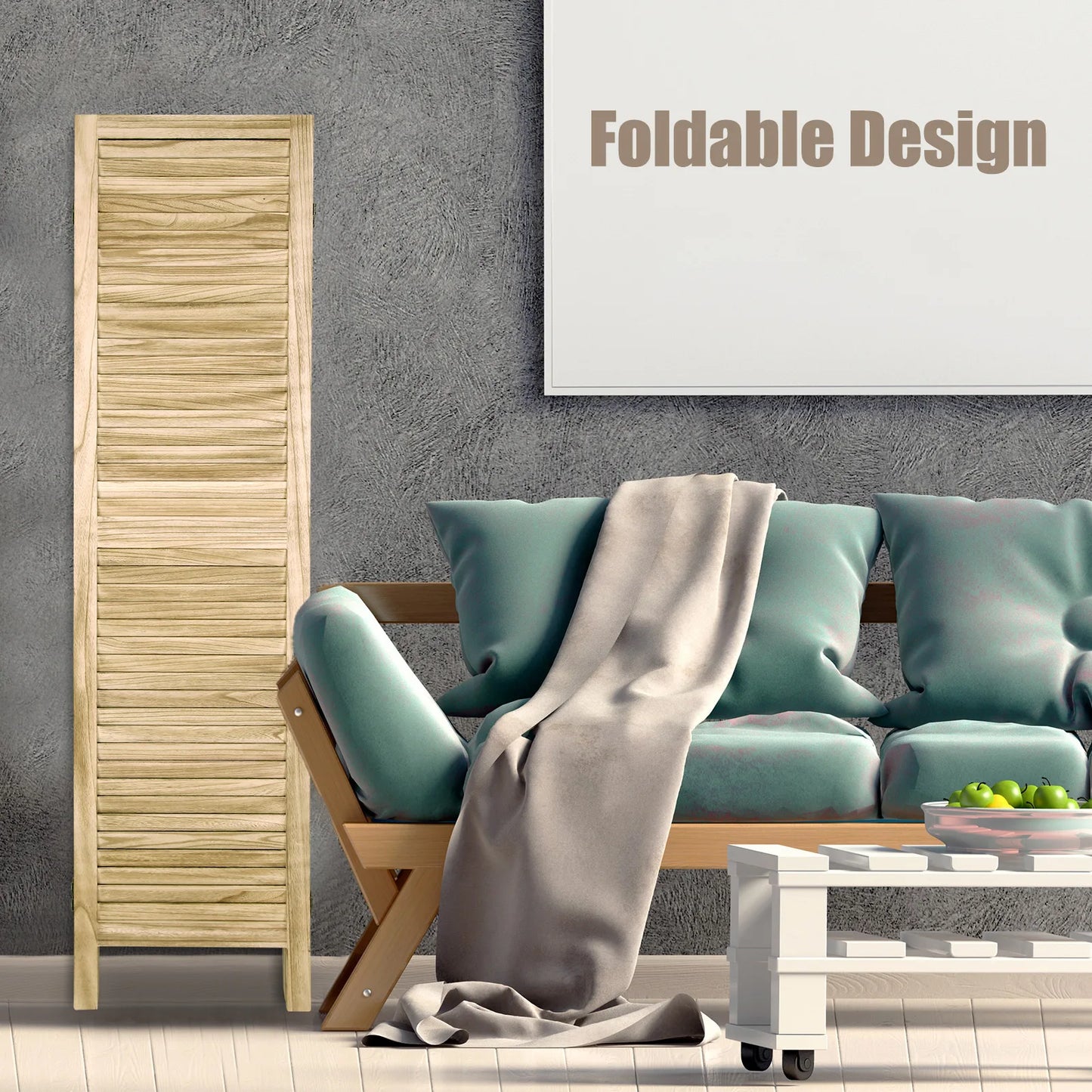 Wooden 6 Panel Room Divider Freestanding Privacy Screen