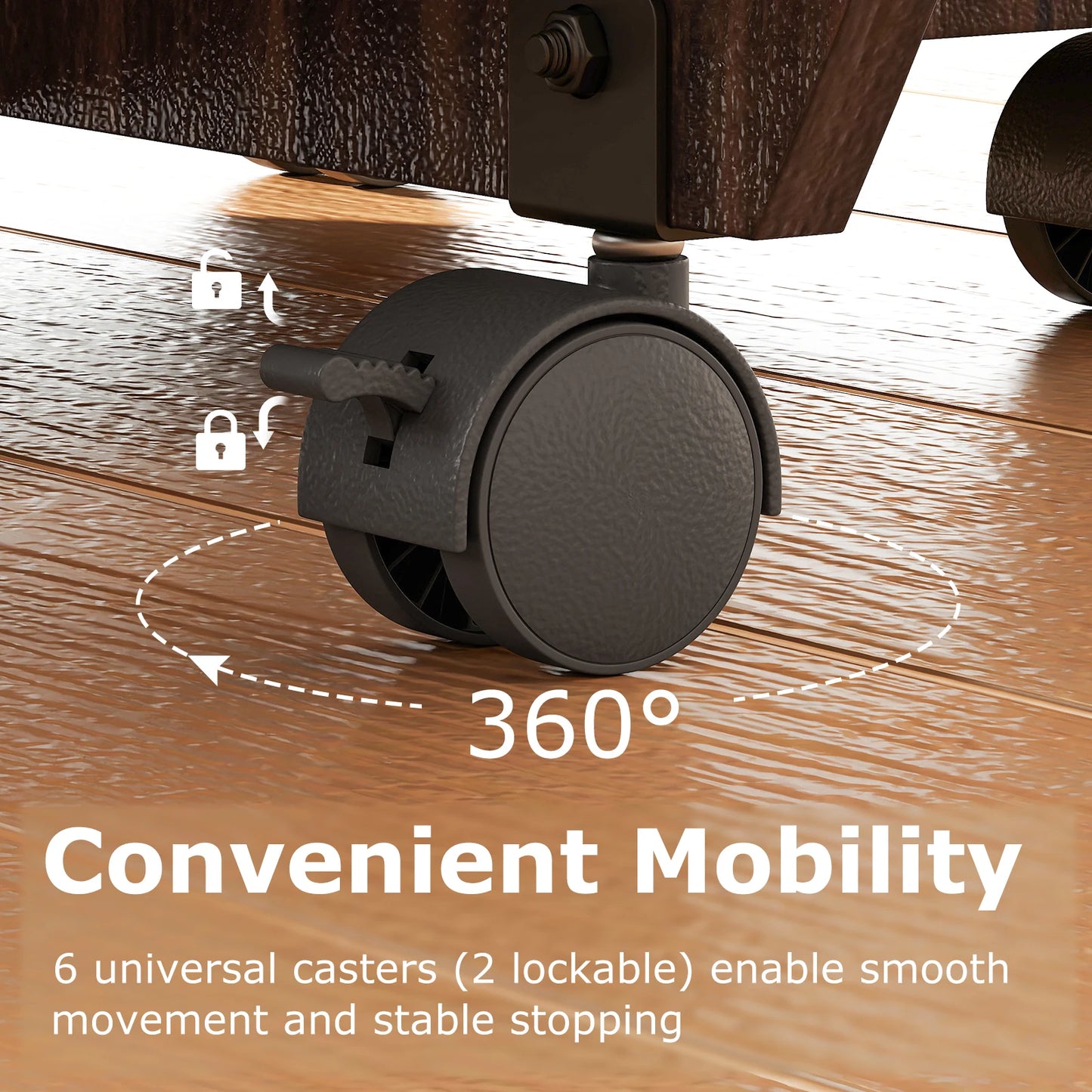 HOMASIS Folding Dining Table With Lockable Wheels And Storage