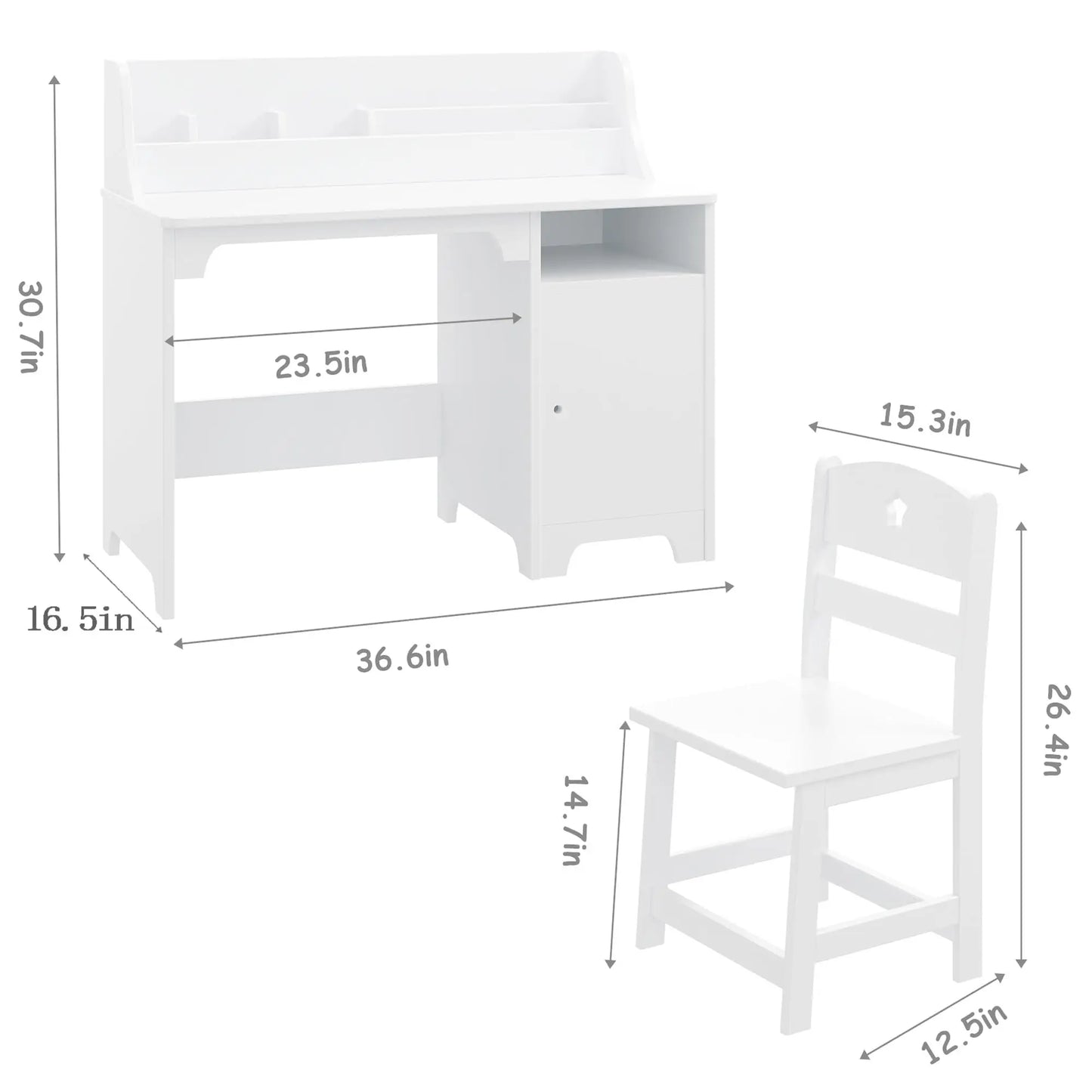 HiMISS Kids Study Desk with Chair and Hutch Organizer