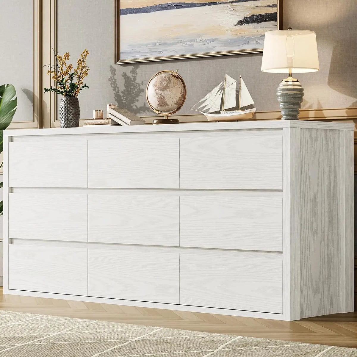 Acekool Modern Handleless Wooden Storage Dresser for Bedroom and Living Room