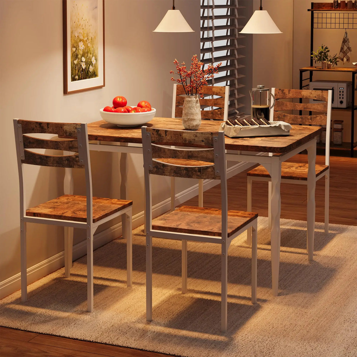 HiMISS Modern 5 Piece Metal Dining Table With Spiral