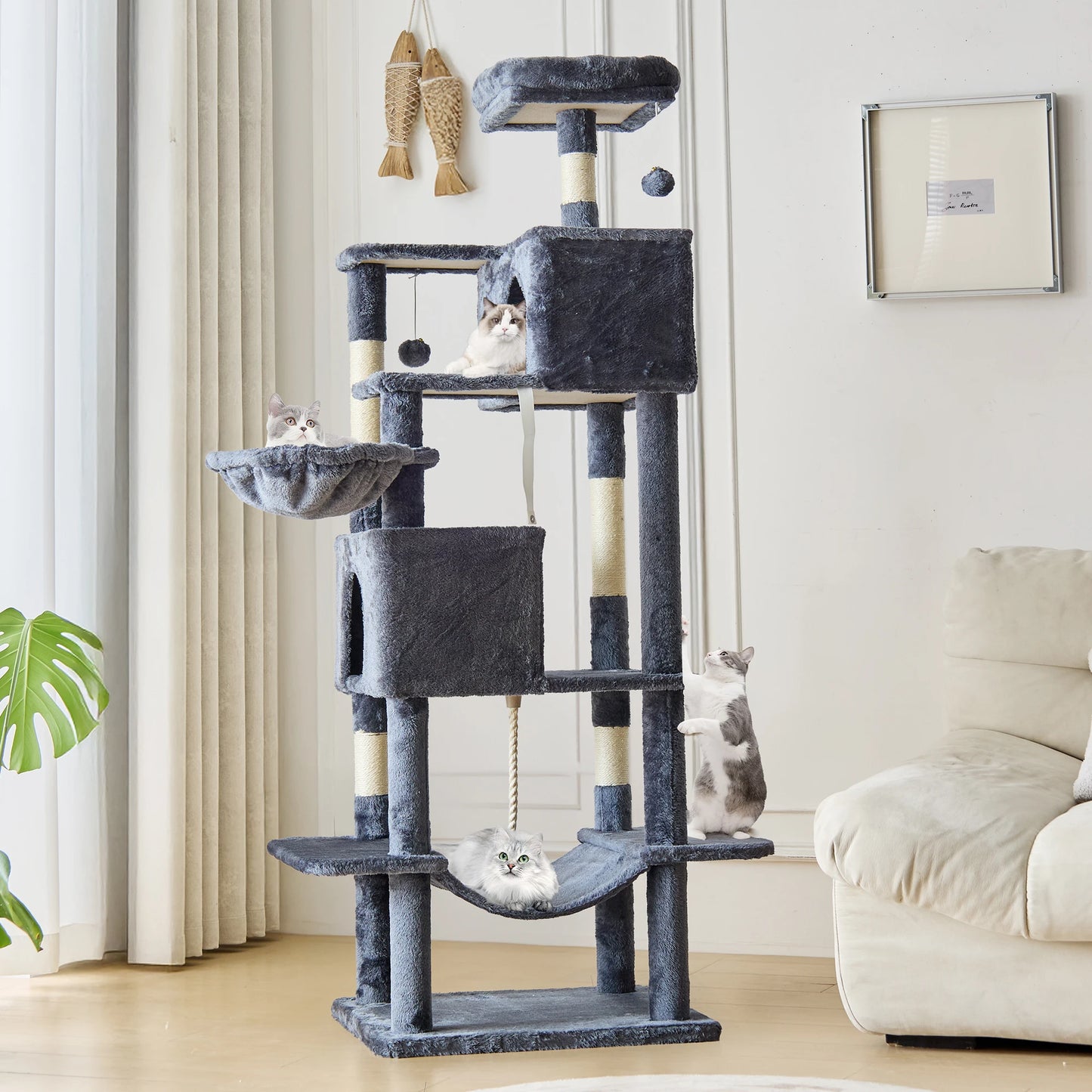 JHK Five Tier Cat Tree Tower With Condo And Sisal Posts