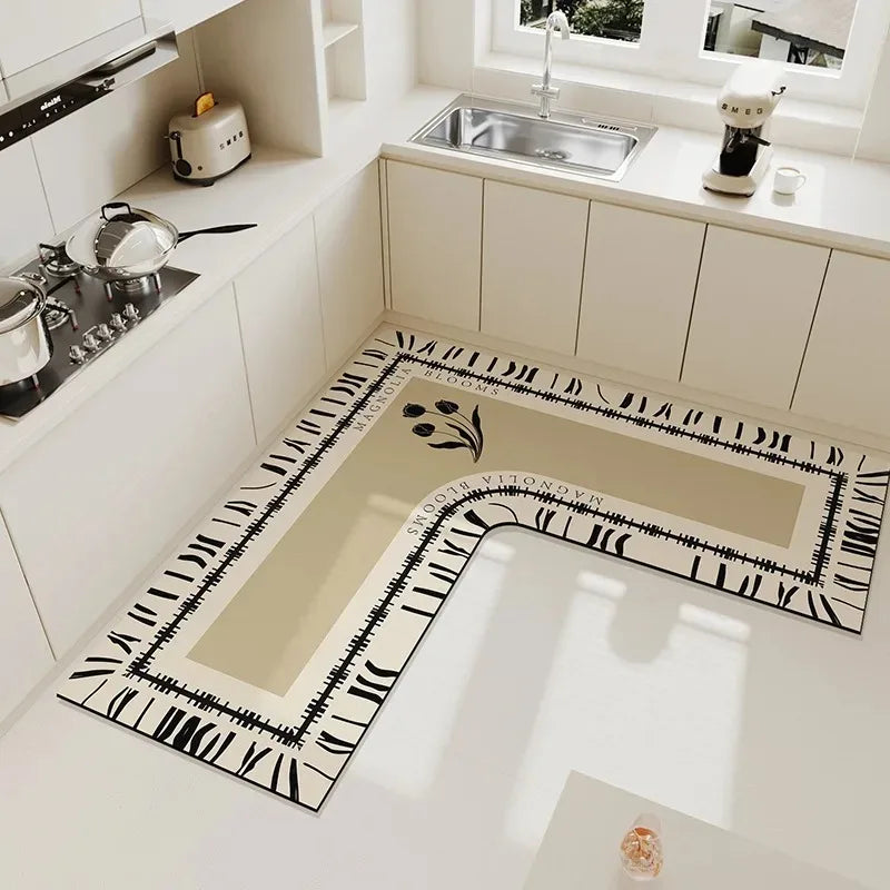 Luxurious L Shaped PVC Kitchen Carpet Non Slip Mat