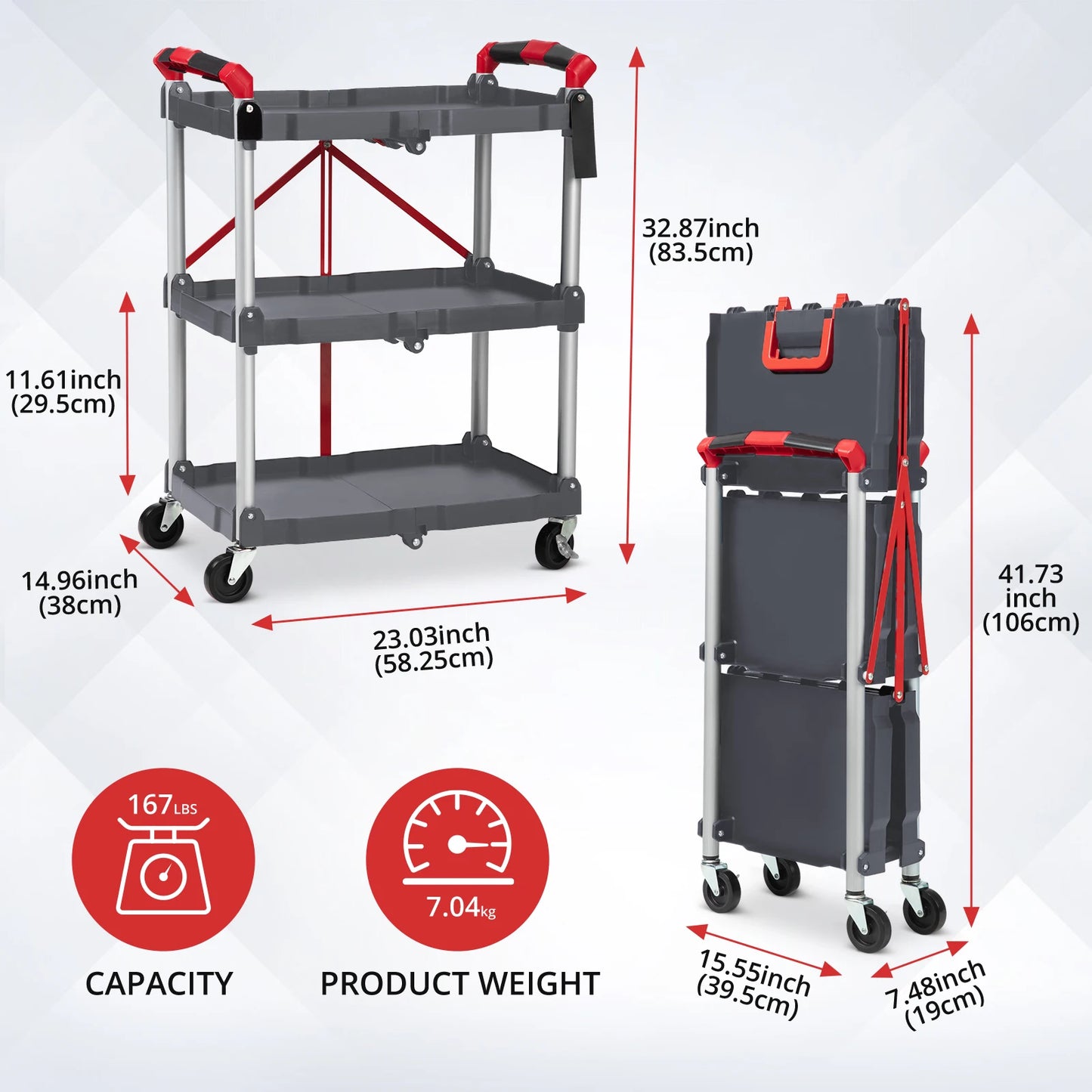 Portable Foldable Service Cart with Wheels