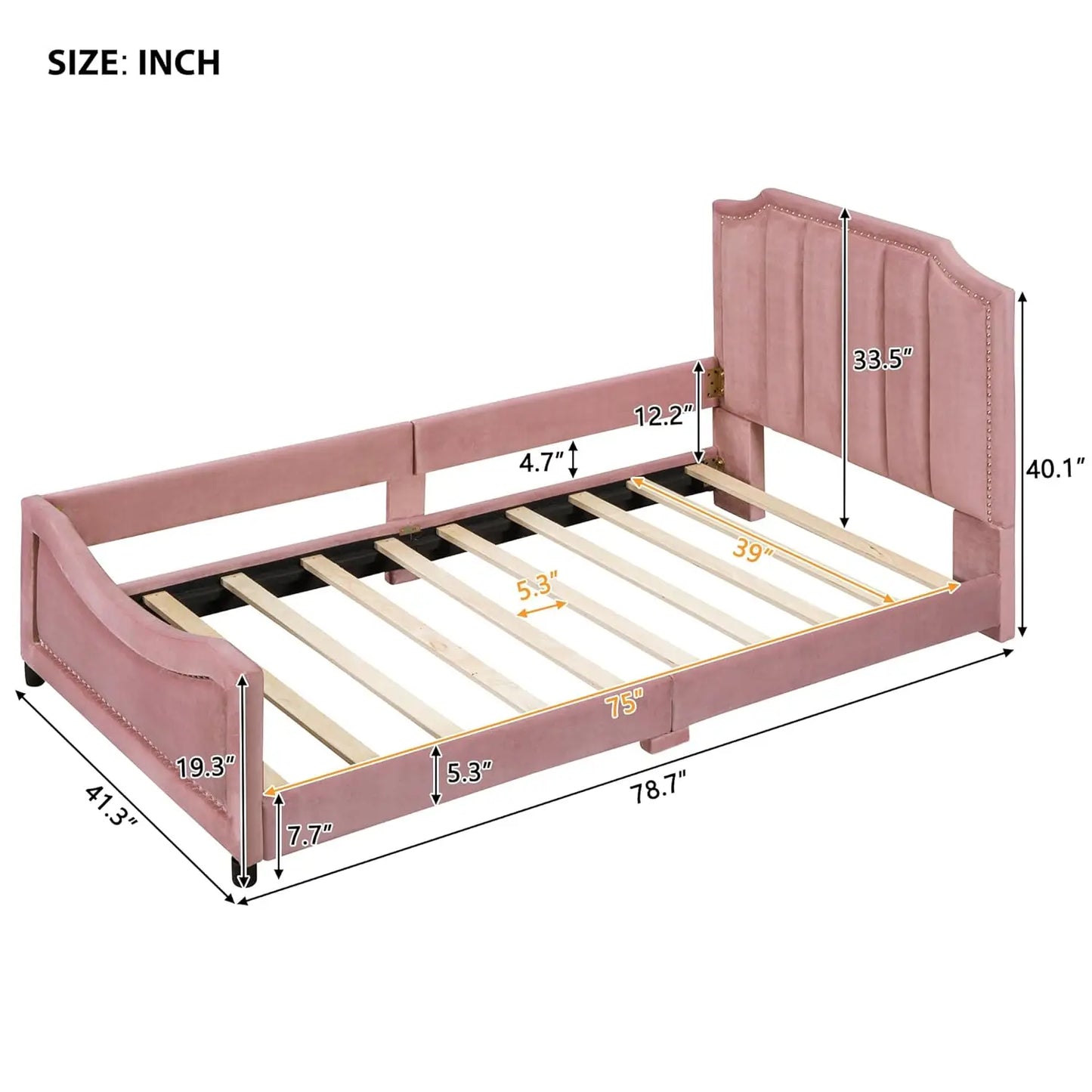 Upholstered Bed Frame With Belgrave Headboard And Slats