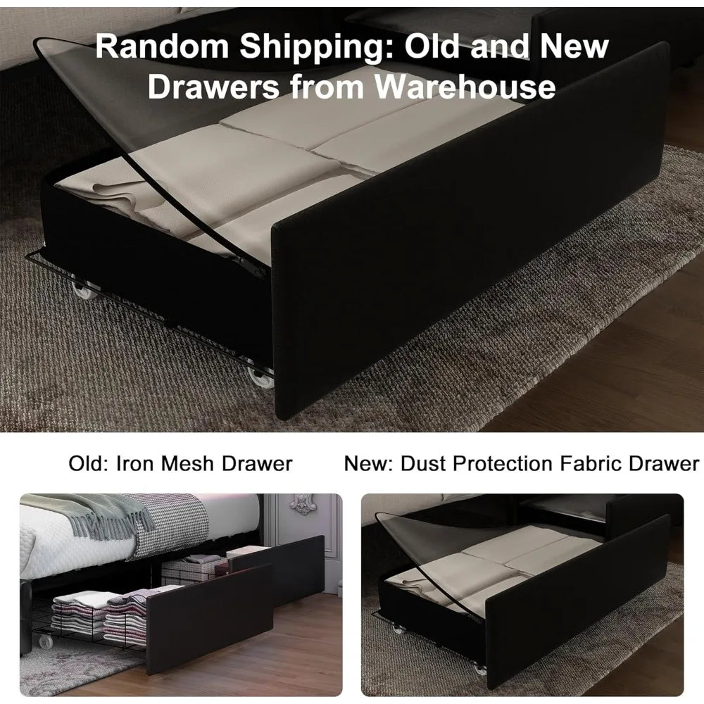 Bed Frame With LED Lighting And Stowaway Storage Drawers