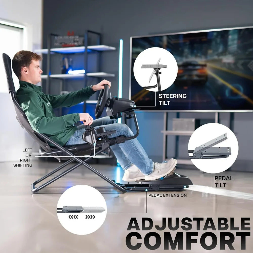 RBXCH Foldable Racing Simulator Cockpit Seat Wheel Stand