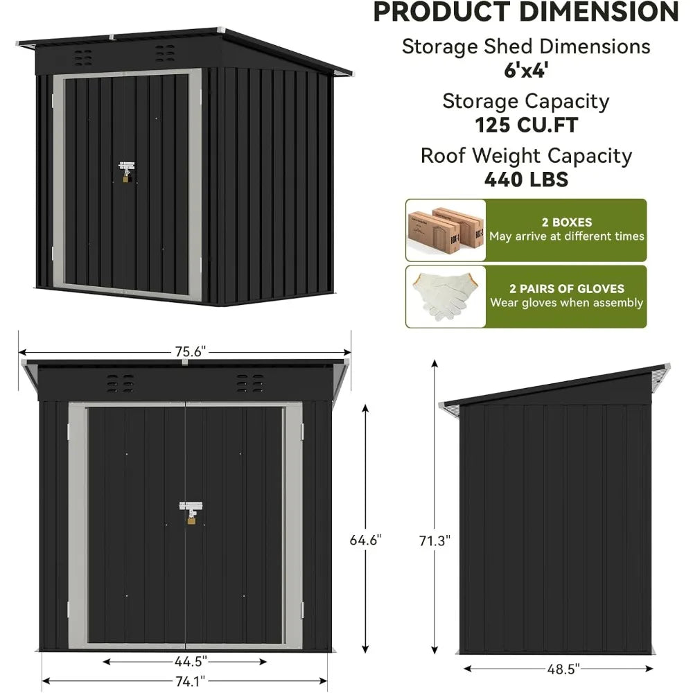 Feature CorrosionResistantSteel Garden Shed Lockable Doors Sloped Roof Weatherproof