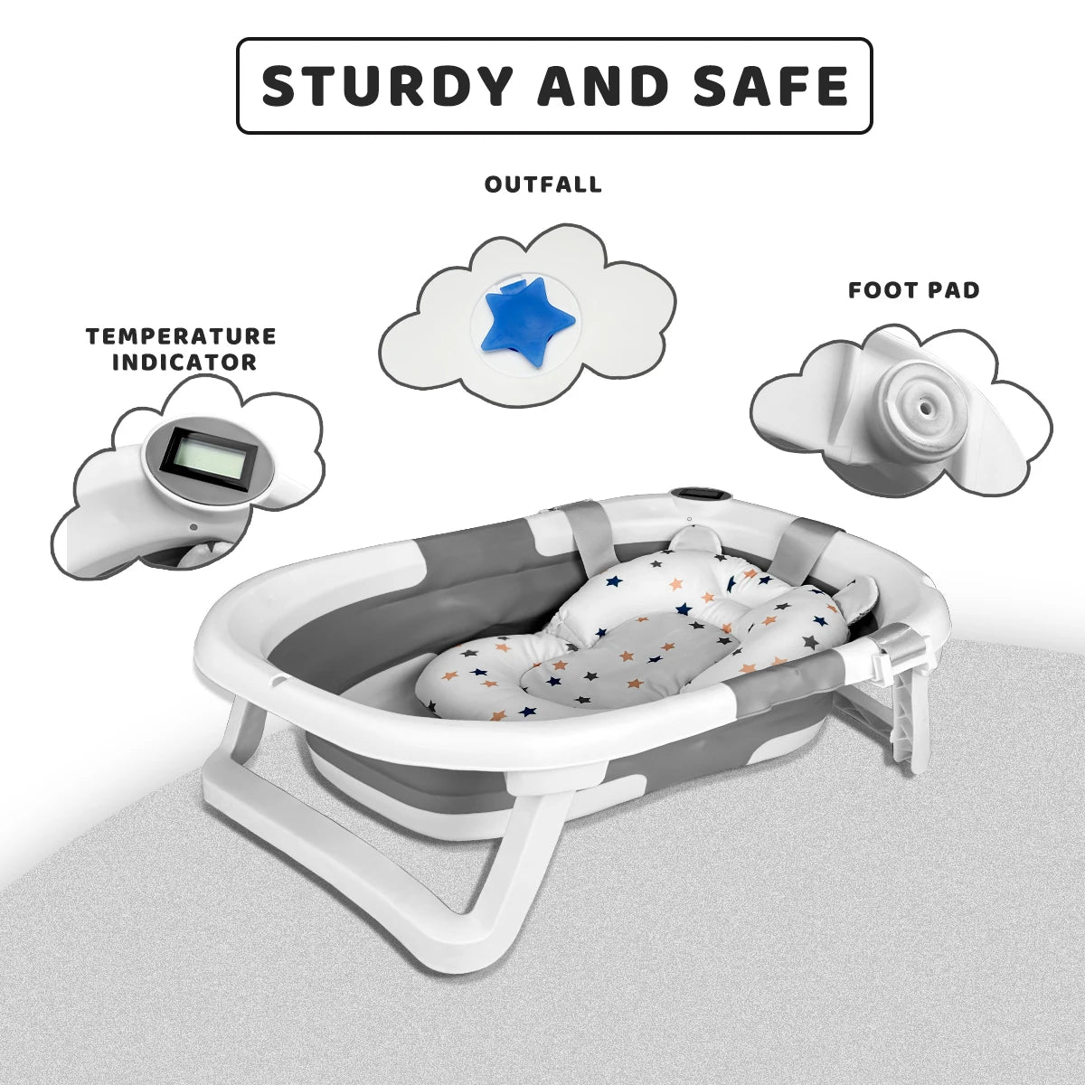Devine In Out Temperature Sensing Foldable Baby Bathtub