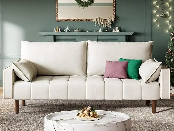 67 Inch Modern Velvet Loveseat Sofa for Small Spaces with Storage Pocket