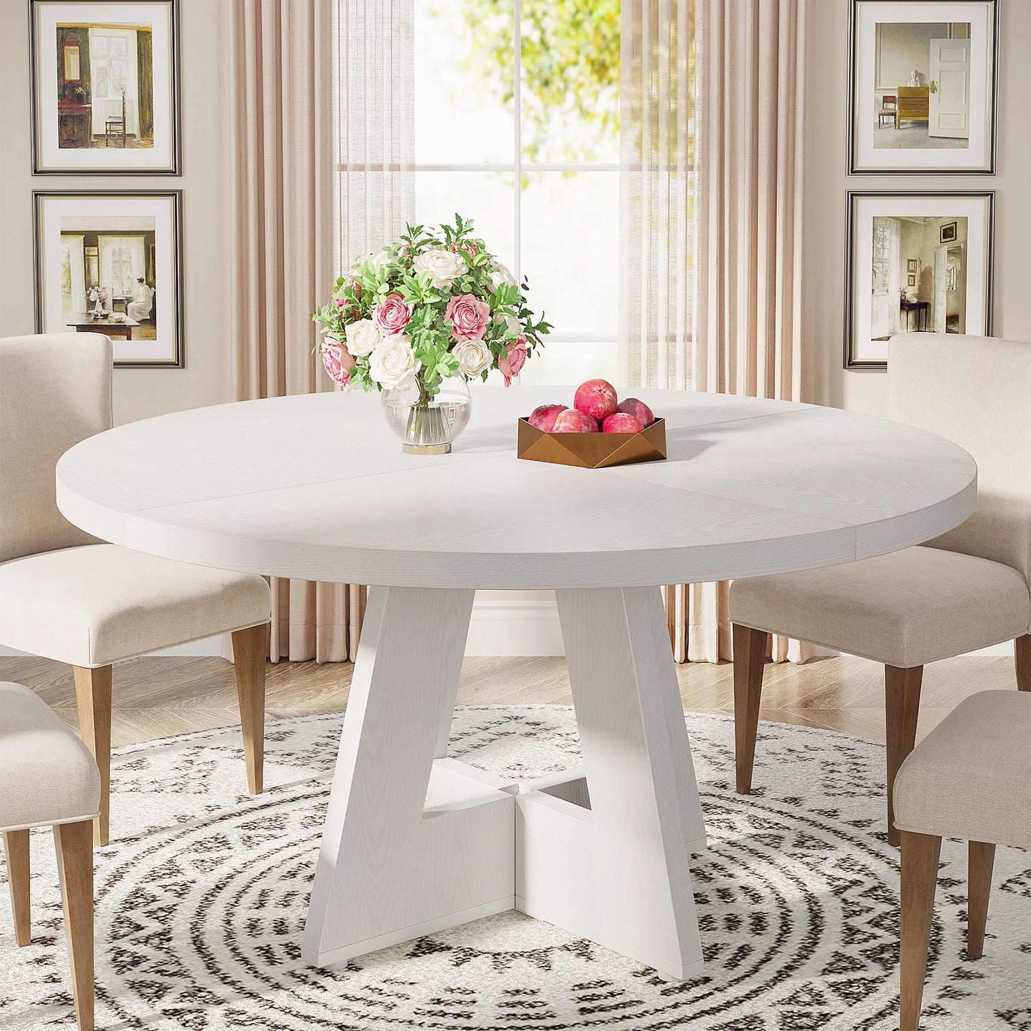 Tribesigns Round Dining Table For 4 Kitchen Dining Room
