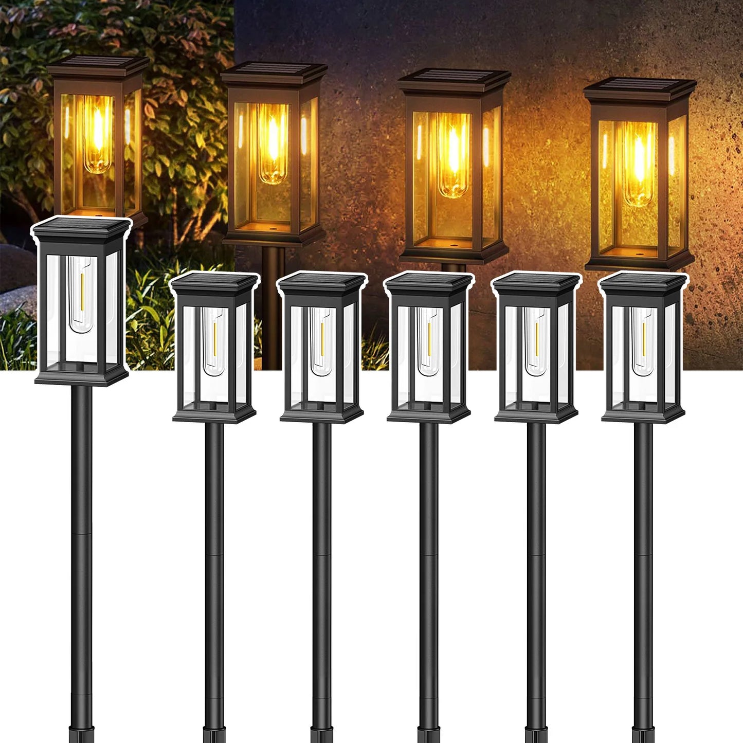KPSTEK Solar Lights 6 Pack Outdoor Garden Pathway Glow