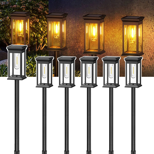 KPSTEK Solar Lights 6 Pack Outdoor Garden Pathway Glow