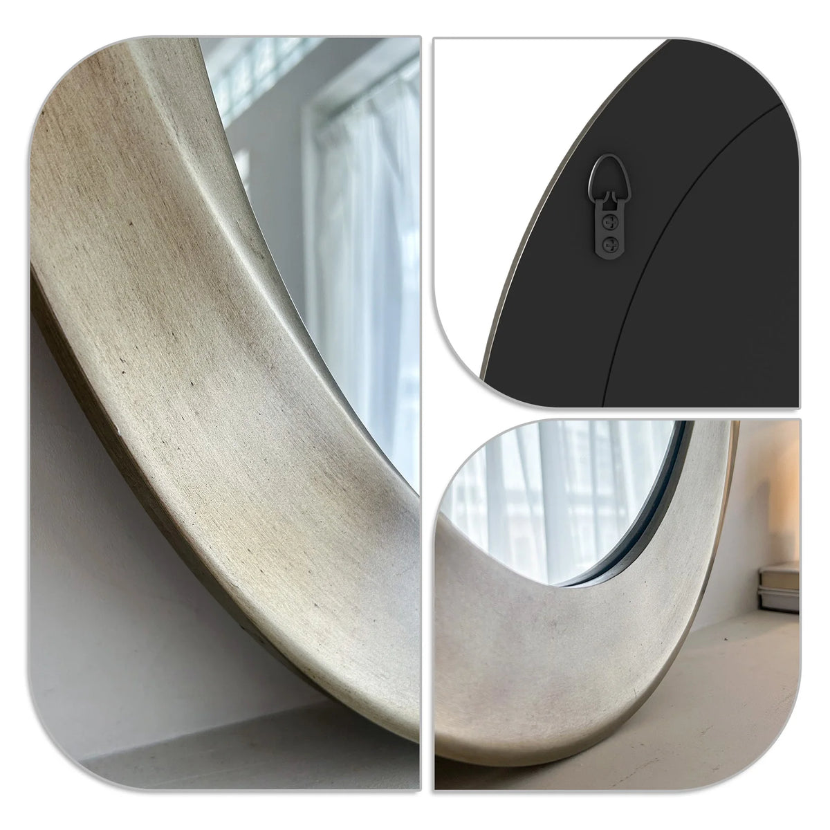 Elegant Oval Wall Mirror Featuring A Beveled Ornamental Frame