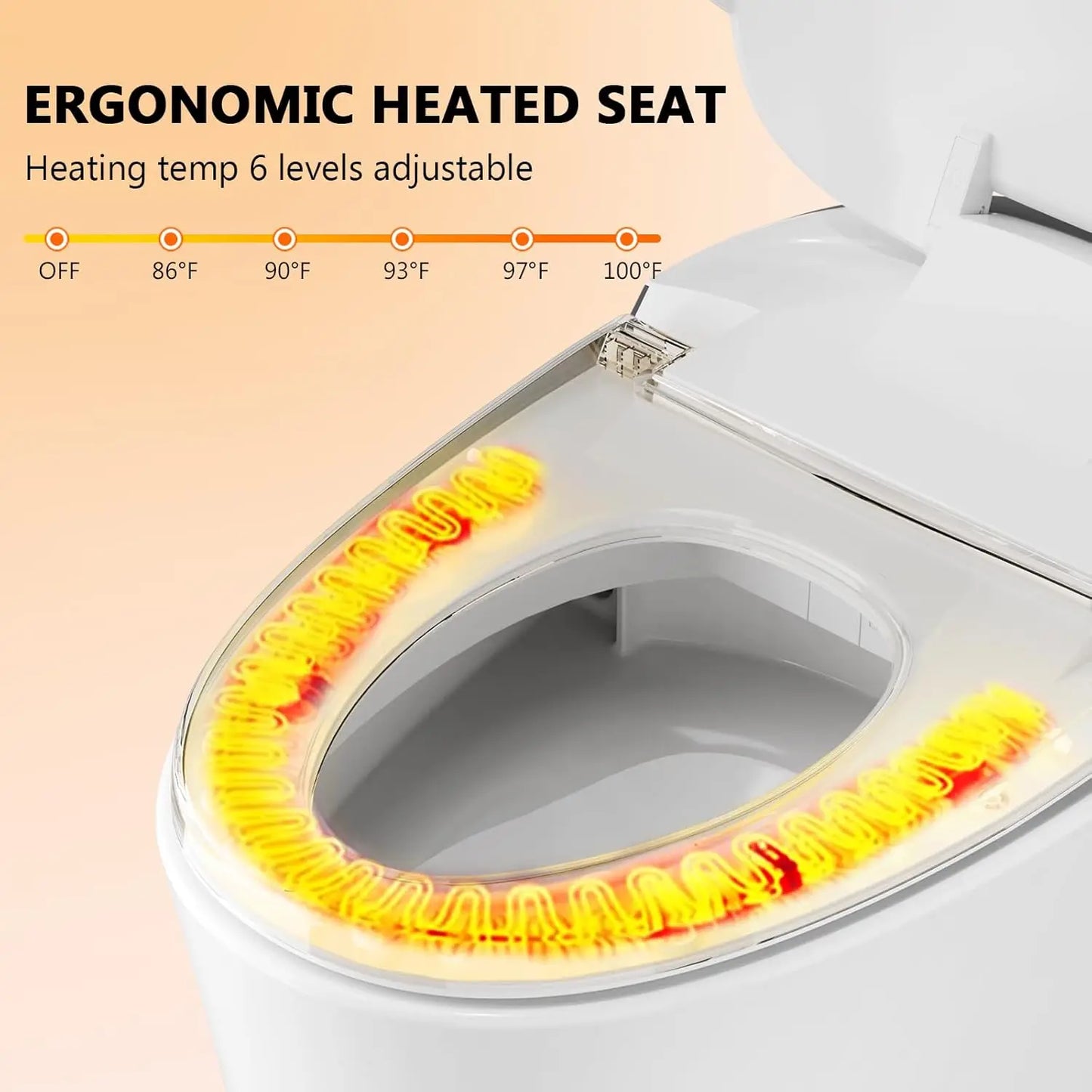 Modern Smart Toilet with Heated Seat Auto Flushing Foot Sensor and Night Light