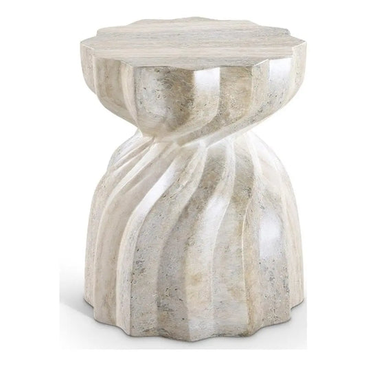 Travertine Concrete End Table Art Deco Indoor Outdoor