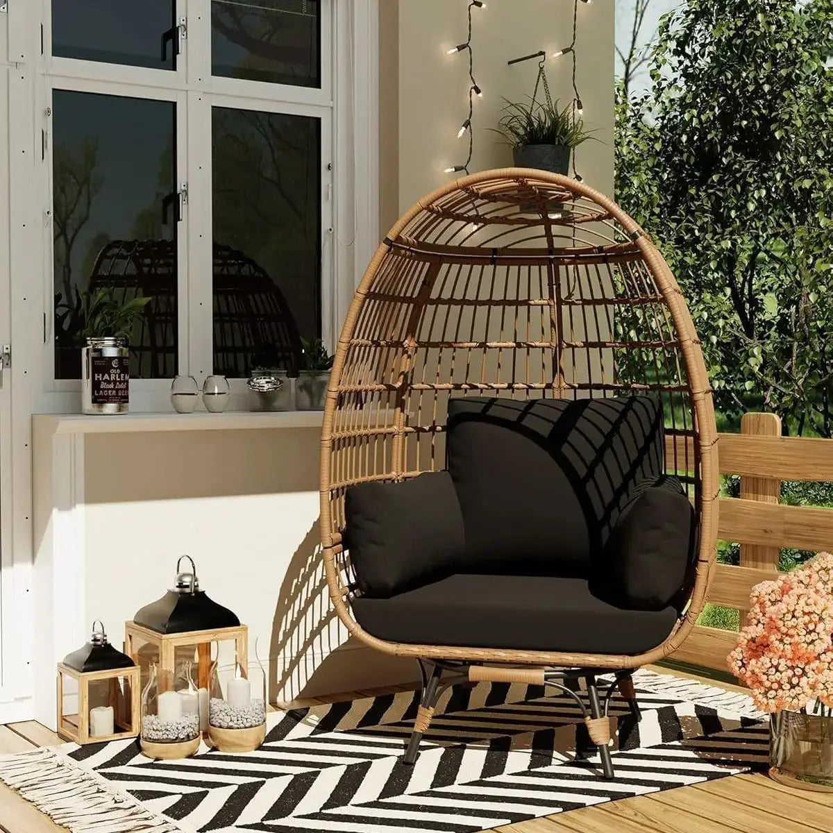 HiMISS 360 Degree Swivel Egg Chair Outdoor Lounge Furniture