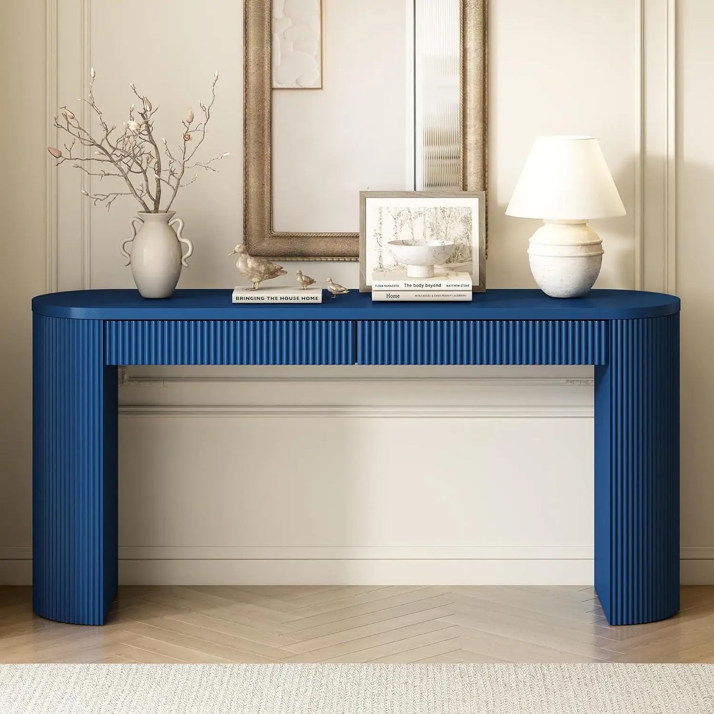 ZHENDAI Elegant Entryway Console Table With Fluted Design