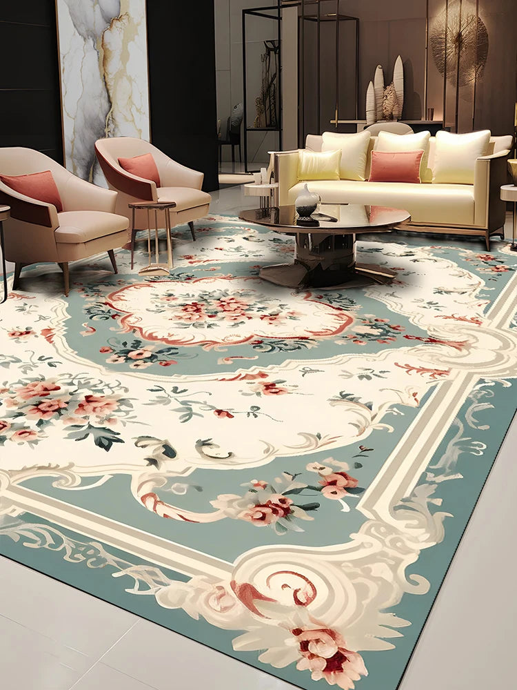 Pastoral Style Polyester Floor Rug for Living Room Bedroom