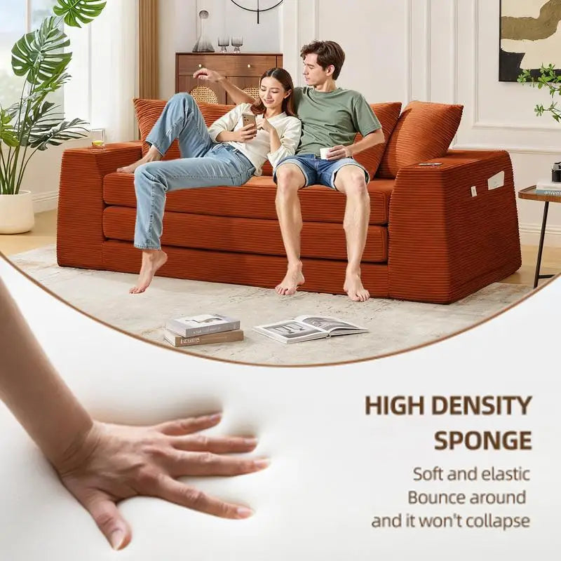 CN Sichuan Convertible Sofa Bed Loveseat 2 In 1 With Pillows