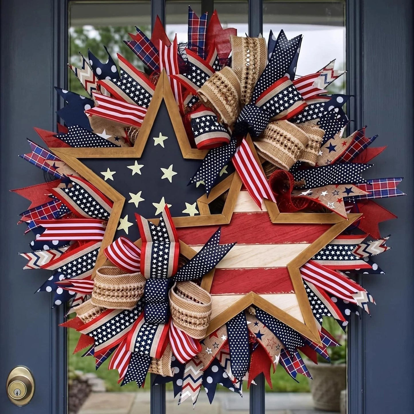 Patriotic Front Door Wreath Hanging Garland Holidays Outdoor Decor