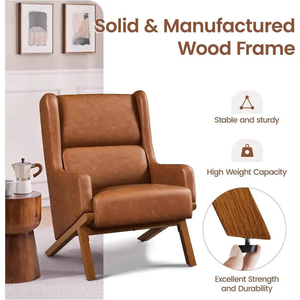 Aux Leather Armchairs Set Living Room High Backrest Recliner