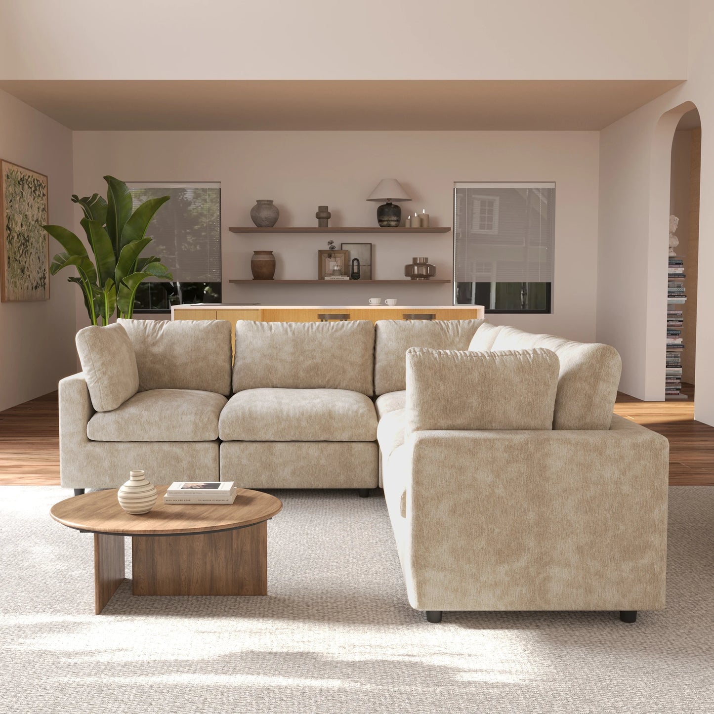 Guangdong V Shape Corner Sectional Sofa Convertible Couch