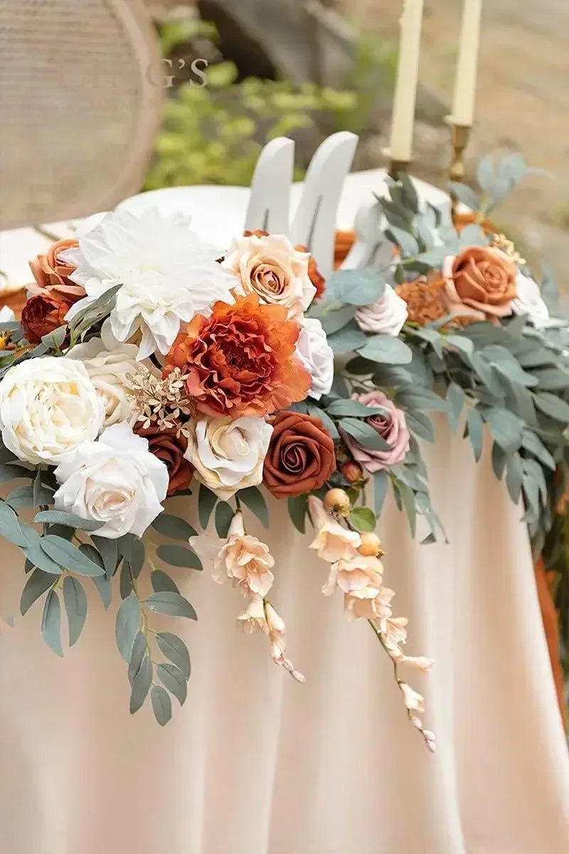 Fall Floral Garland Backdrop Wedding Arch Eucalyptus Rose