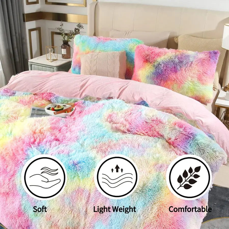 Rainbow Girls Bedding Set 3-Piece Duvet Cover Pillowcases