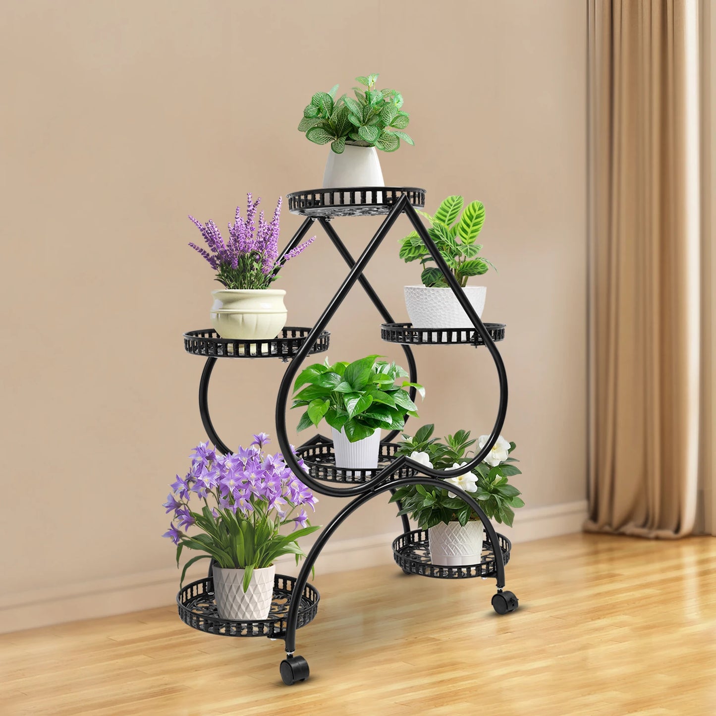 Sturdy Metal Quad Tier Heart Flower Pot Stand Patio