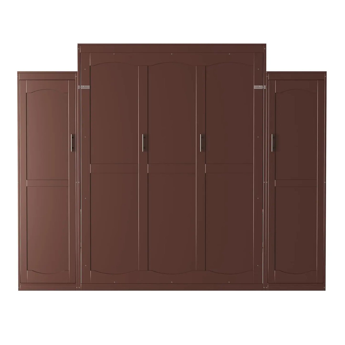 Wood Wall Murphy Bed With Two Closets And Shelving