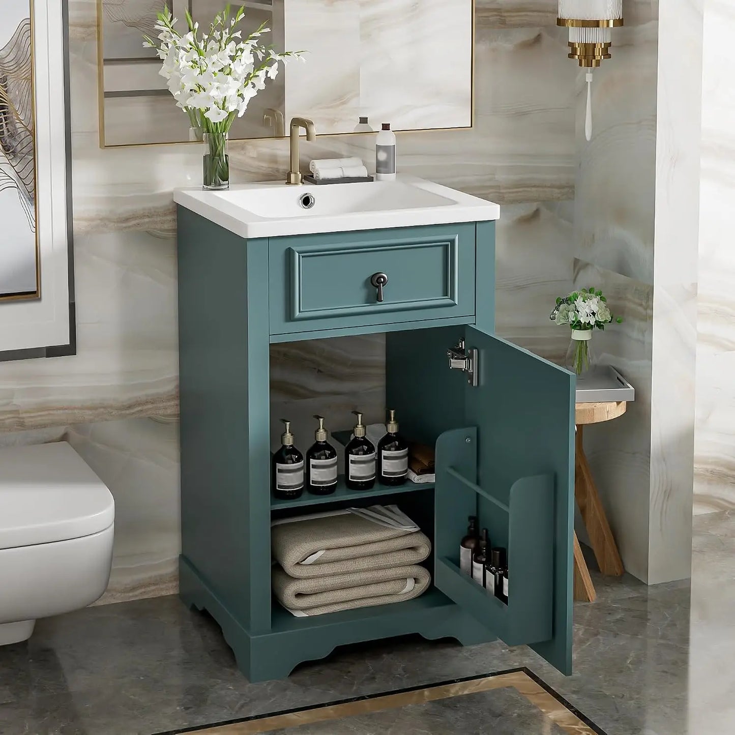 Modern Engineered Wood Bathroom Vanity With Single Sink
