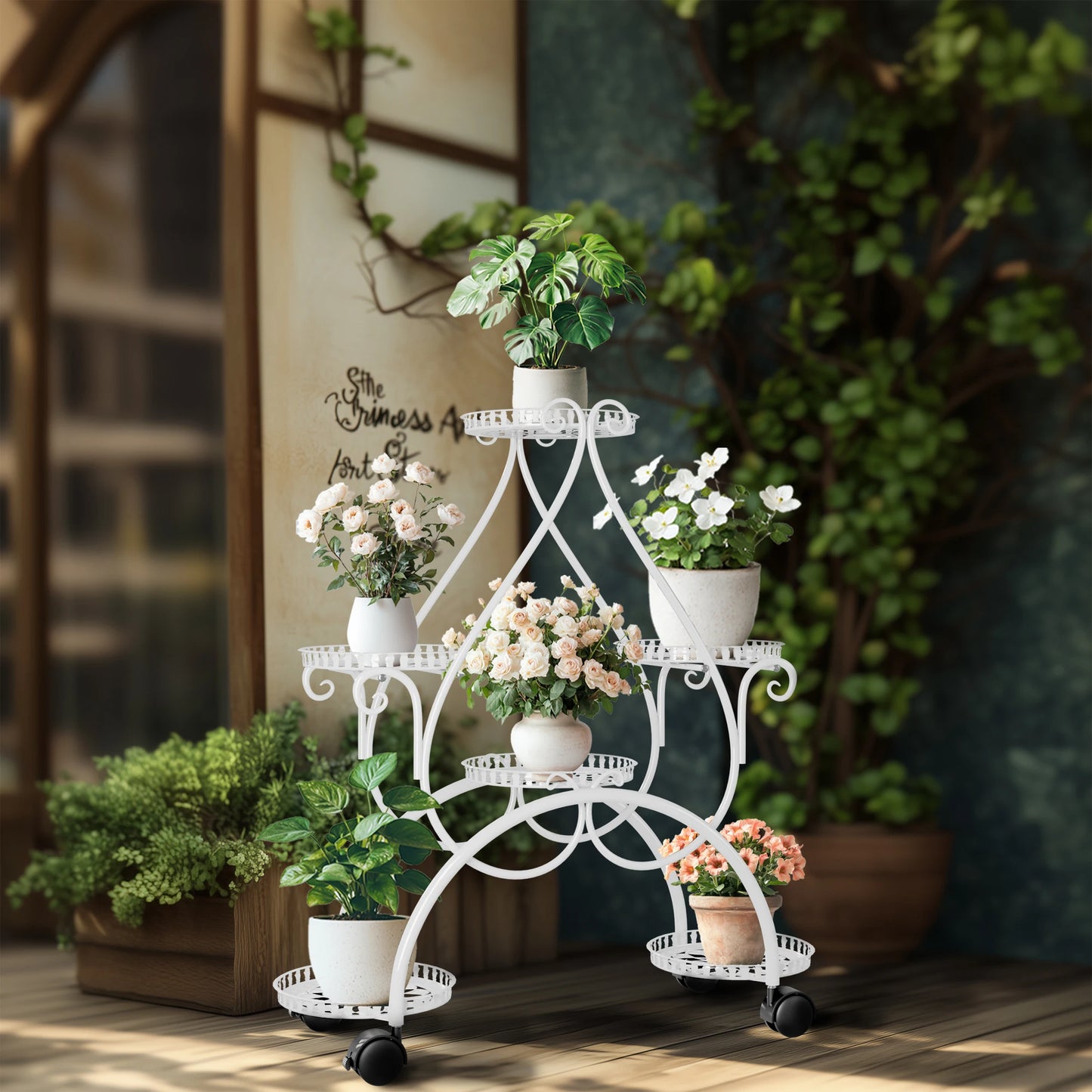 Wisfor 6 Tier Metal Flower Pot Display Stand Outdoor